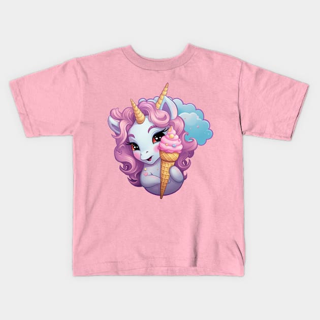 Ice cream Unicorn Kids T-Shirt by Pawsitivity Park